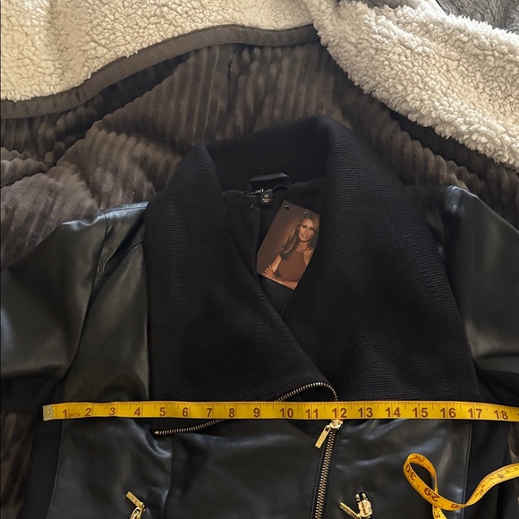 IMAN Black Leather Jacket with Gold Accents - Picture 15 of 16